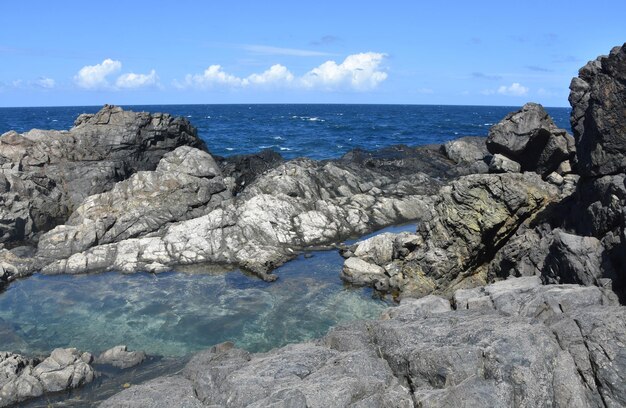 Gorgeous natural pool among the rock formations along the coast of Aruba