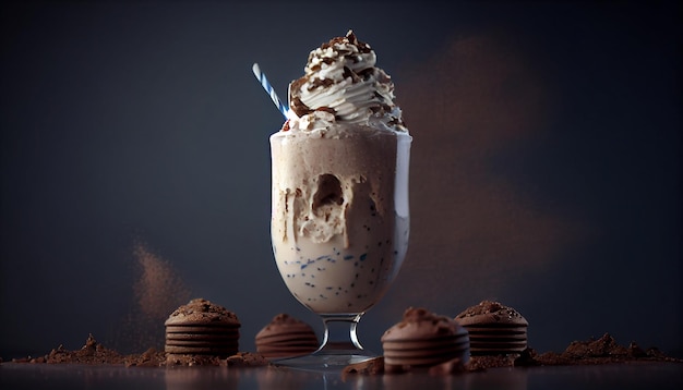 Free photo gourmet dessert with dark chocolate milkshake generative ai