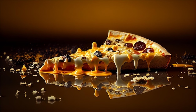 Free photo gourmet pizza slice with mozzarella and tomato generative ai