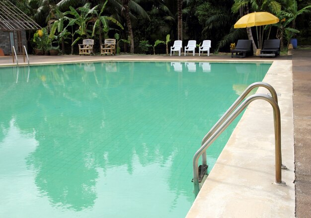 Grab bars ladder in the swimming pool