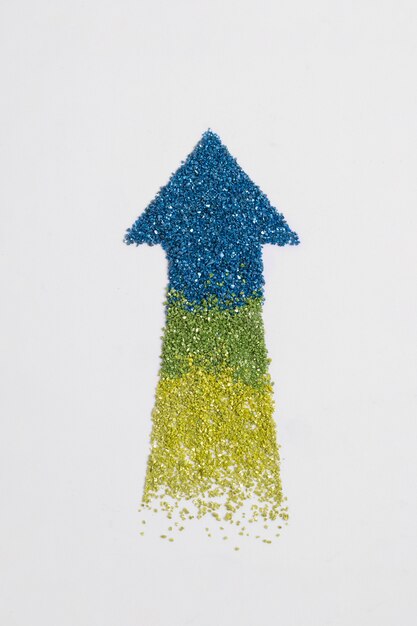 Gradient glitter luxury arrow pointing up