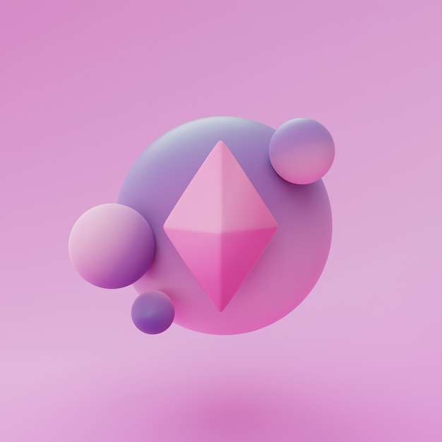 Free Photo gradient pink diamond and balls