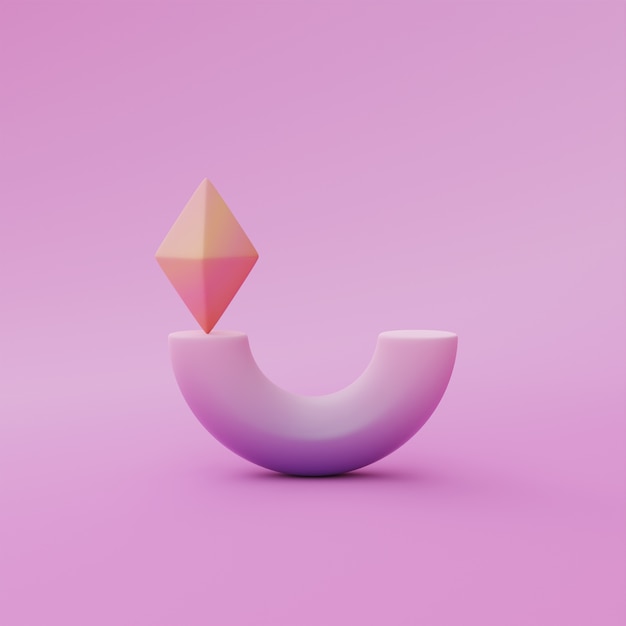 Free Photo gradient pink diamond and geometric shape