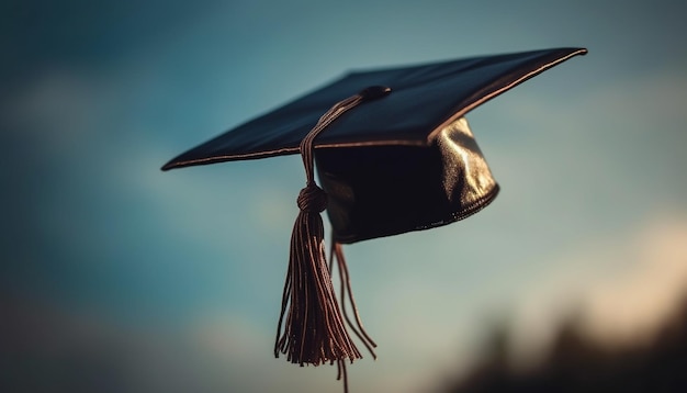 Graduation gown cap tassel success achieved generated by AI