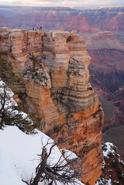 Grand Canyon panorama view in winter with snow