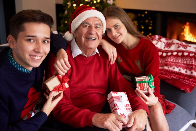 Grandfather with his beloved grandchildren