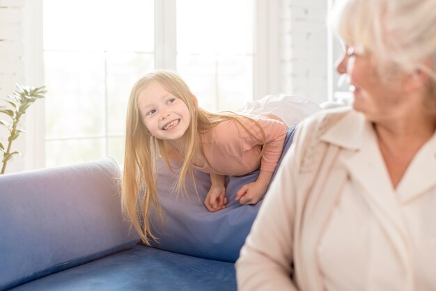 Grandma and girl together