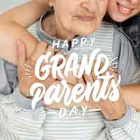 Free photo grandma and granddaughter celebrating grandparents day