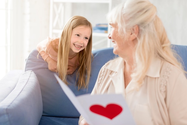 Grandma with card from girl