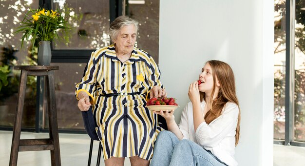 Grandmother spending quality time with family