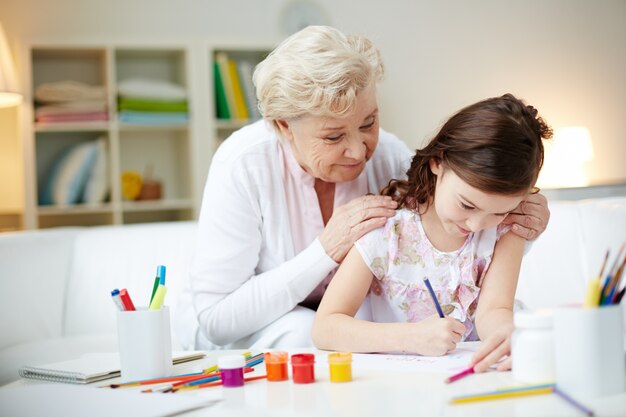 Grandmother spending time with her granddaughter