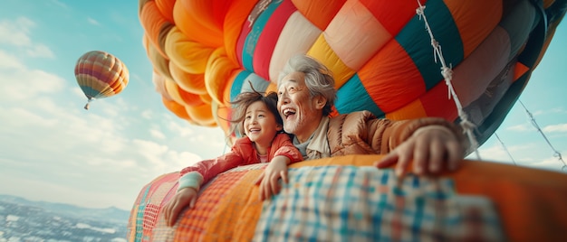 Free photo grandparent and grandchildren in a magical and fantasy environment celebrating grandparents day