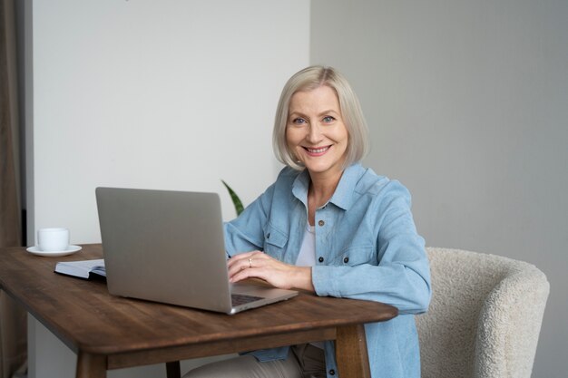 Grandparent learning to use technology