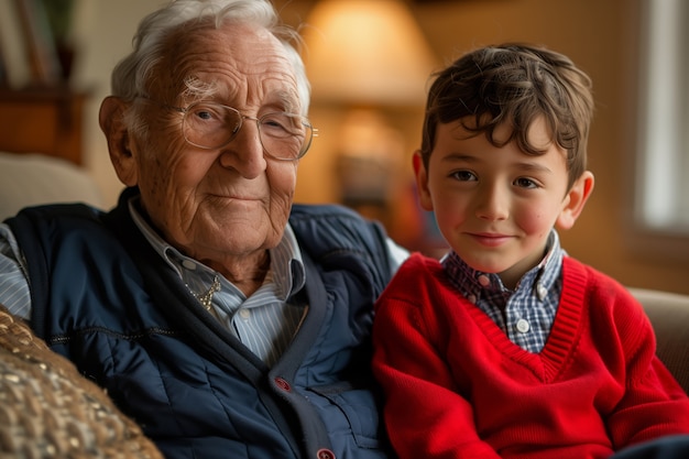 Free photo grandparent's day celebration scene with grandparents and grandchildren showcasing a happy family