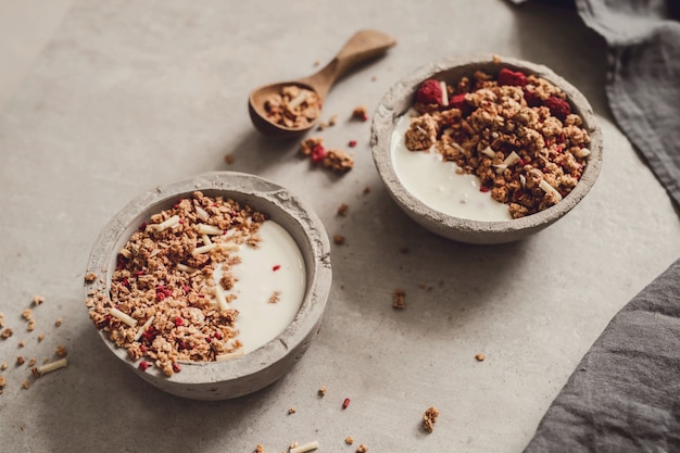 Granola. Delicious breakfast on the table