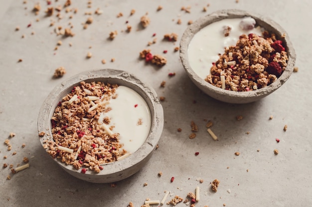 Granola. Delicious breakfast on the table