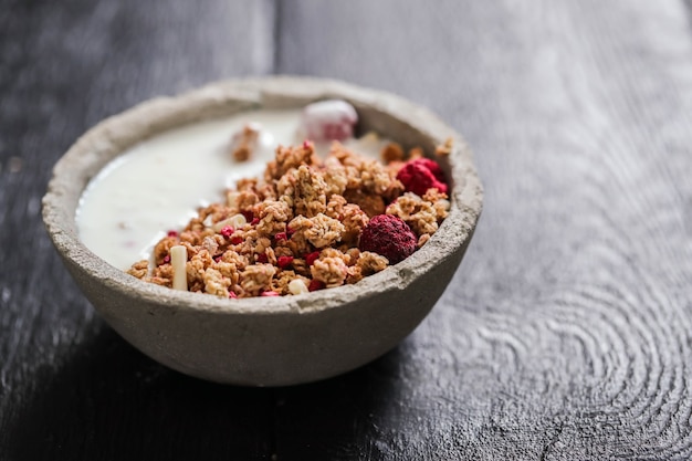 Free Photo granola. delicious breakfast on the table