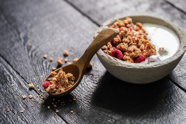 Granola. Delicious breakfast on the table