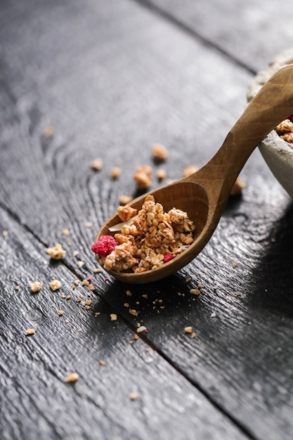 Granola. Delicious breakfast on the table