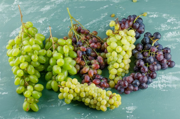 Free Photo grape clusters on a plaster background. flat lay.