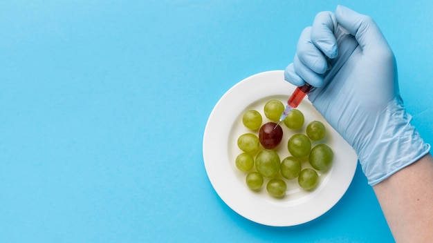 Grapes on plate and syringes