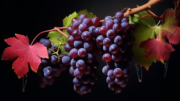 A grapevine laden with grapes Abundance of grapes