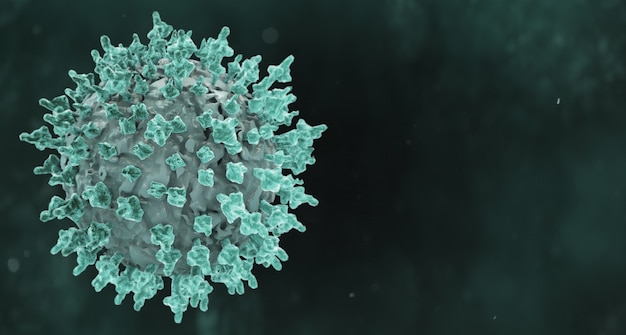 Free photo graphic illustration of the green coronavirus disease pandemic on a dark background