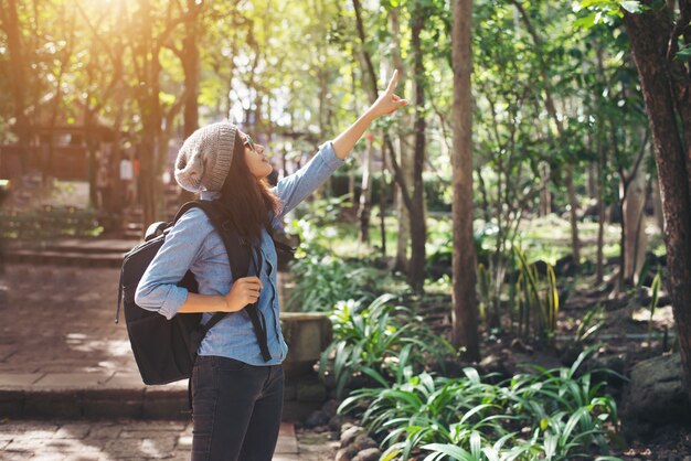 grass backpacker enjoyment copy young