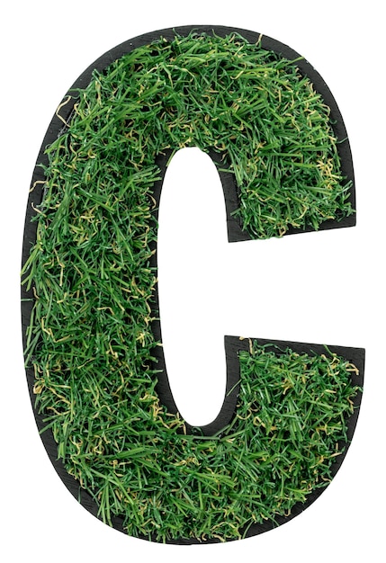 Free Photo grass letter c alphabet 3d design isolated transparent background