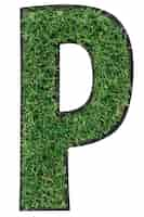 Free photo grass letter p alphabet d design isolated transparent background