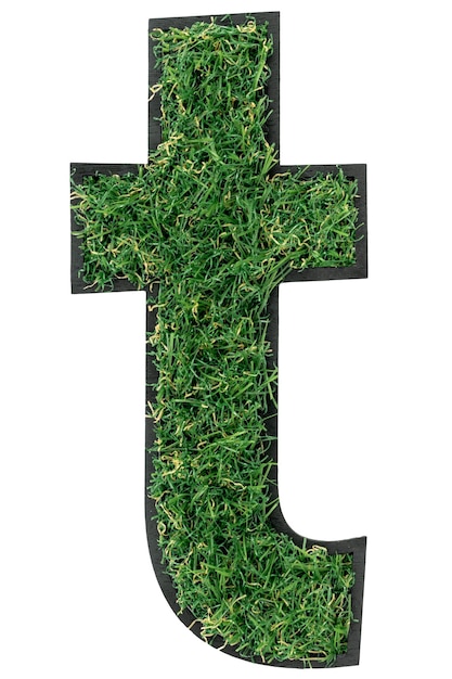 Free photo grass letter t alphabet 3d design isolated transparent background