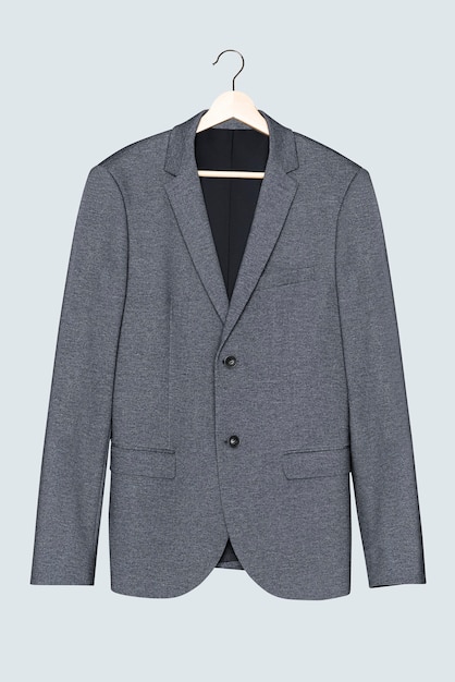 Free photo gray blazer on hanger casual men's fashion wear