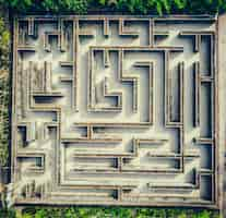 Free photo gray labyrinth, complex problem solving concept