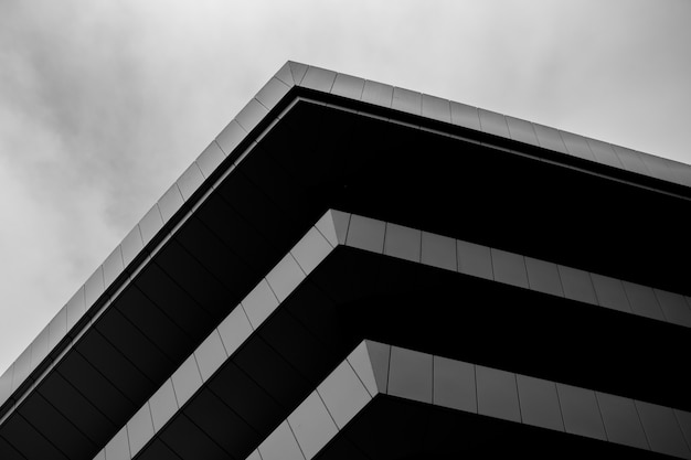 Grayscale photo of concrete building