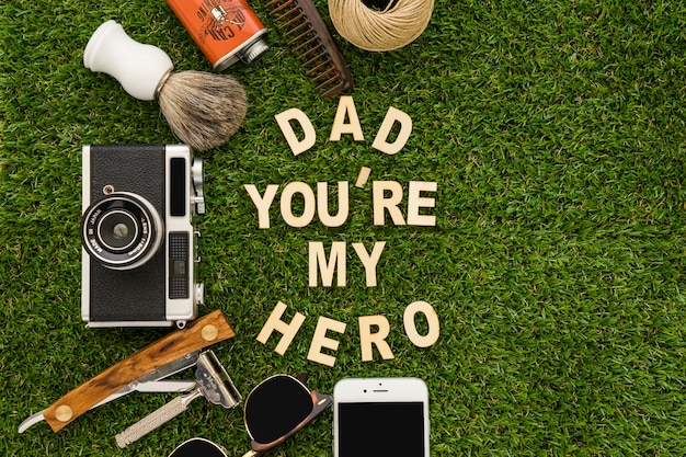 Free photo great composition with decorative father's day elements