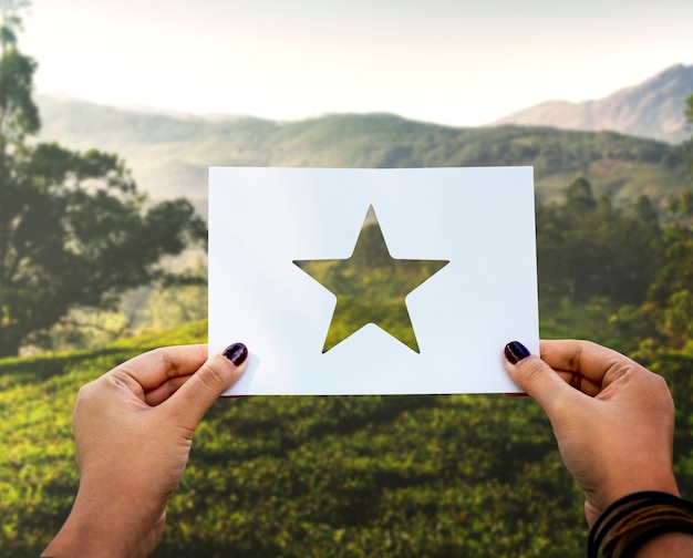 Free photo great excellence reward perforated paper star