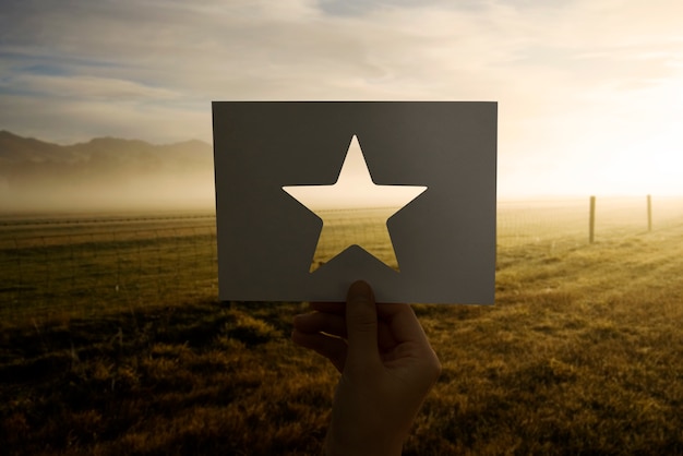 Free photo great excellence reward perforated paper star