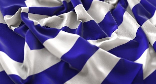 Free photo greece flag ruffled beautifully waving macro close-up shot