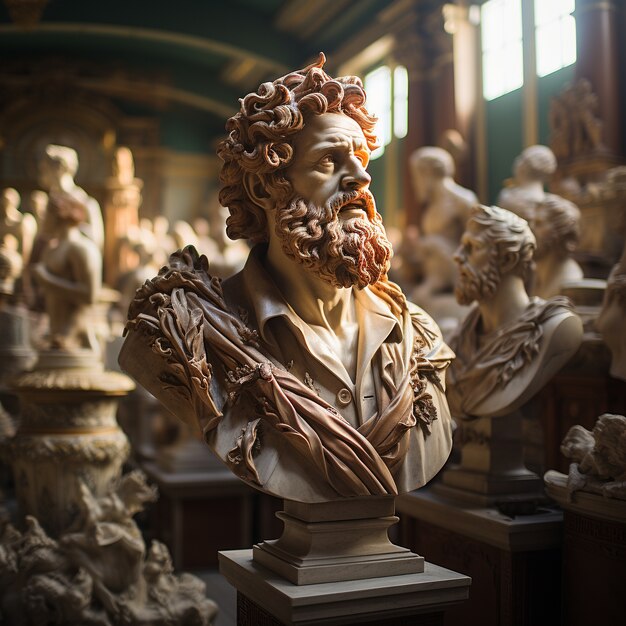 Greek busts inside temple