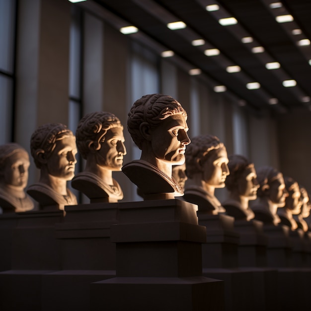 Greek busts standing in line