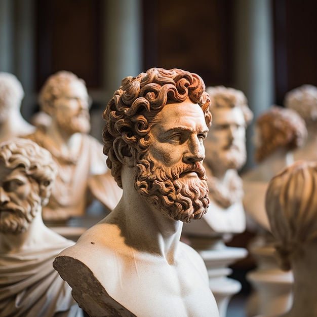 Free photo greek busts in temple