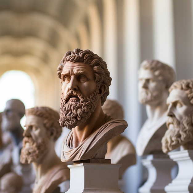 Free Photo greek busts in temple