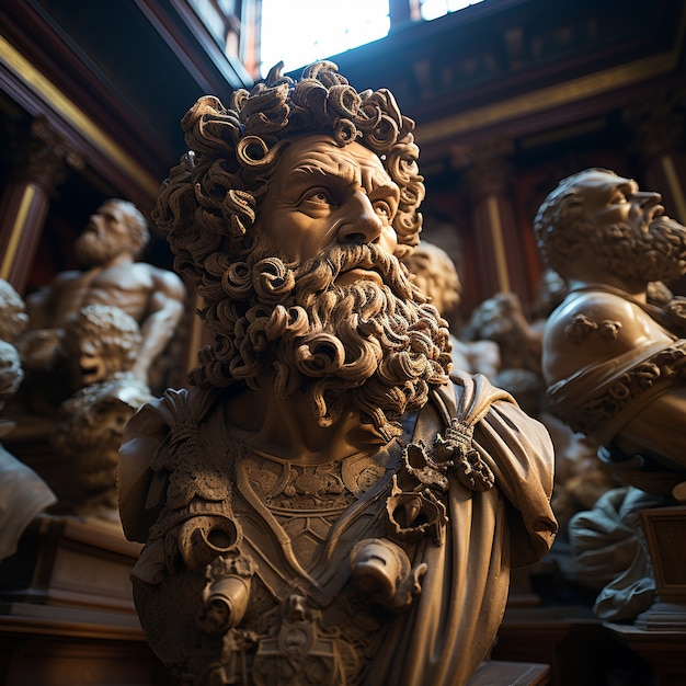 Greek busts in temple