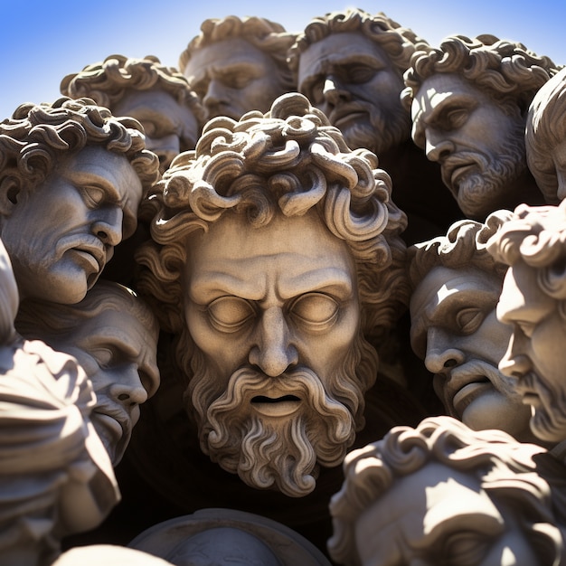 Greek busts in temple