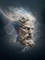 Free photo greek god with lighnings