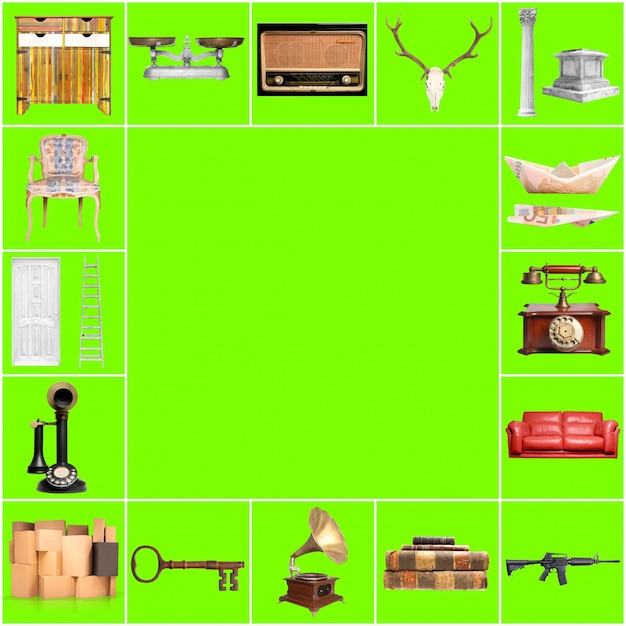 Free photo green background with different objects