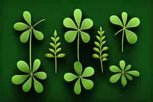 Free photo a green background with four clovers and the word luck.