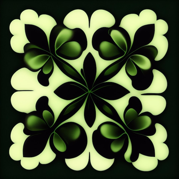 Free Photo a green and black design with a flower pattern in the middle.