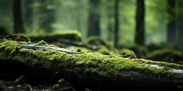 Free Photo green blanket of moss adorns a fallen tree whispering tales of the forest