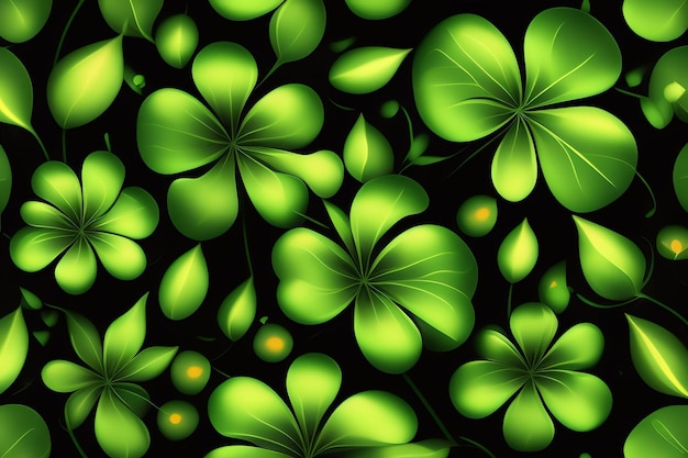 Free Photo green clovers on a black background